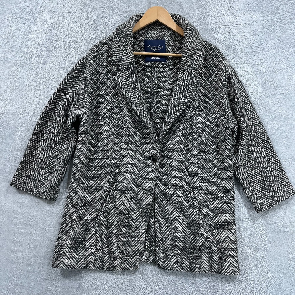 American Eagle Outfitters Coat Women Medium Herringbone‎ Wool Old Money Luxury